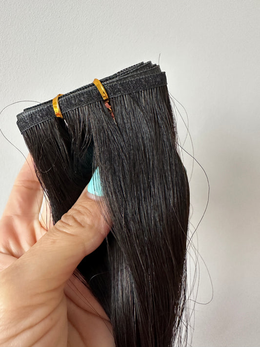 Darkest brown almost black - 20” - flat weft top 50g